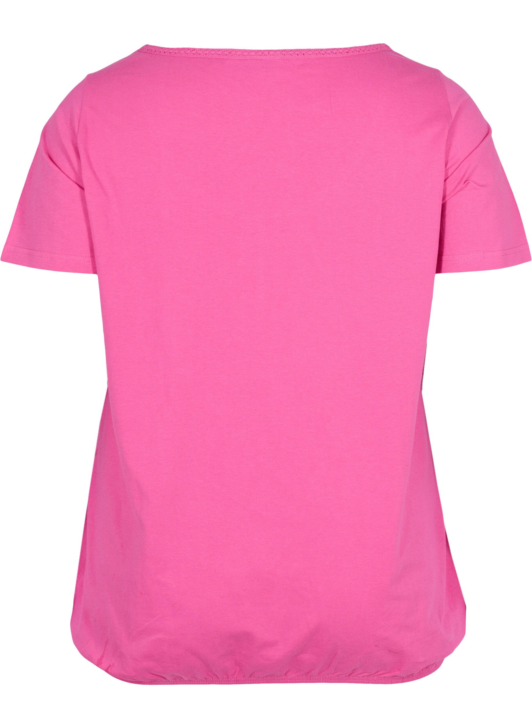 Zizzi Katoenen t-shirt met korte mouwen, Raspberry Rose, Packshot image number 1