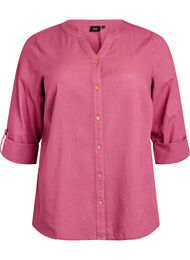 Katoenen blouse met een V-hals, Rood