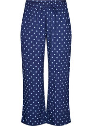 Losse broek in katoenen mousseline met stippen, Blauw