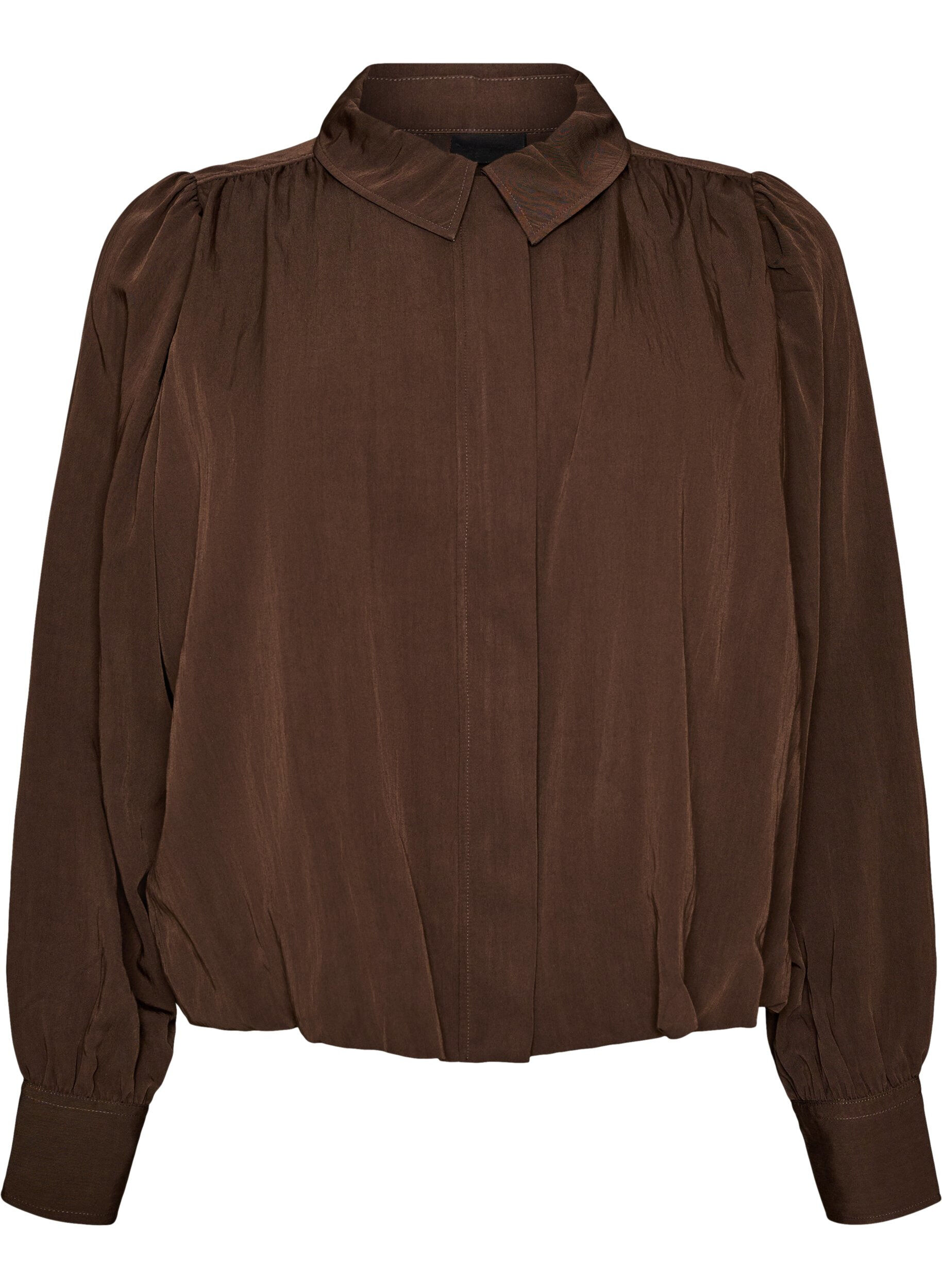 ZizziShirt met ballonvorm en onzichtbare ritssluiting, Bruin, Packshot image number 0