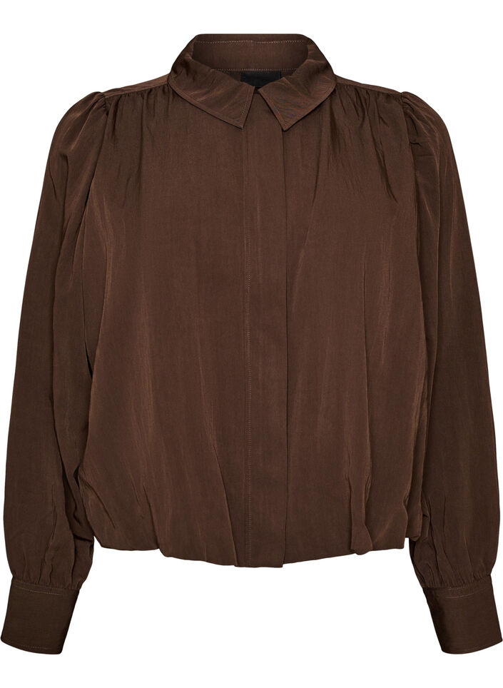 Shirt met ballonvorm en onzichtbare ritssluiting, Bruin, Packshot image number 0
