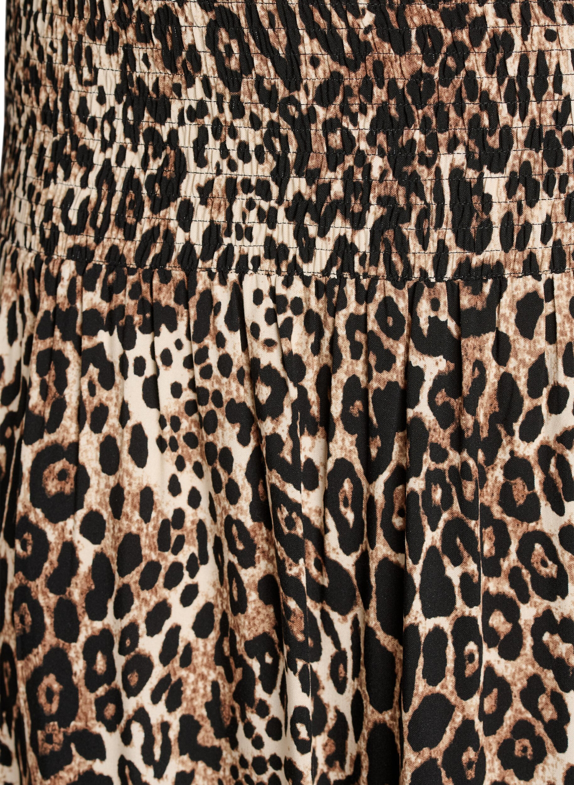 Zizzi Viscose maxi-rok met smock, Bruin, Packshot image number 2