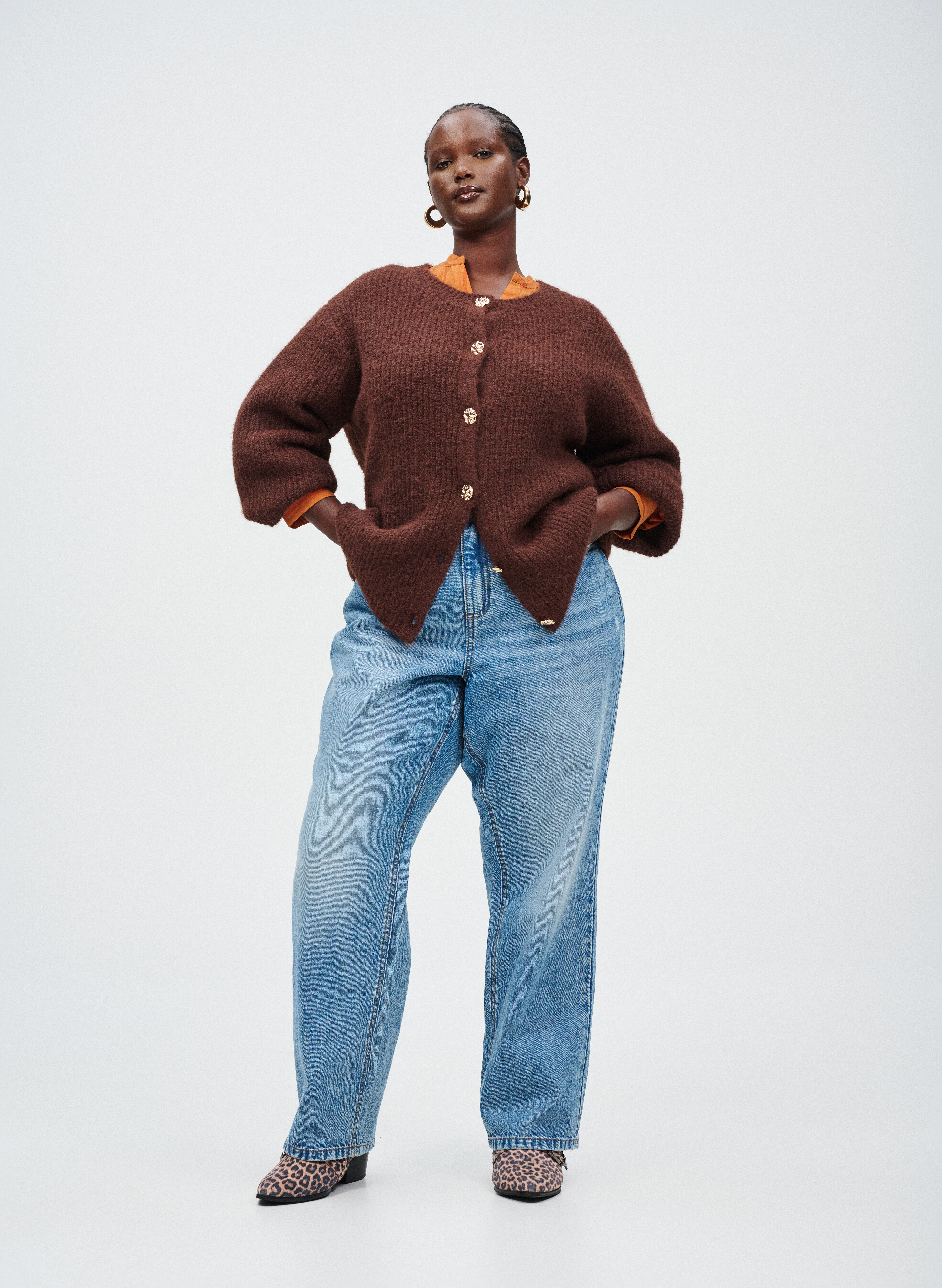 Zizzi Breiwerk met gouden knopen, , Model