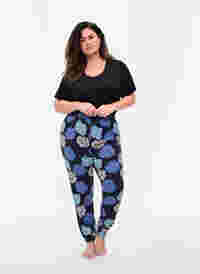 Katoenen pyjama broek met bloemenprint, Blue Flower, Model