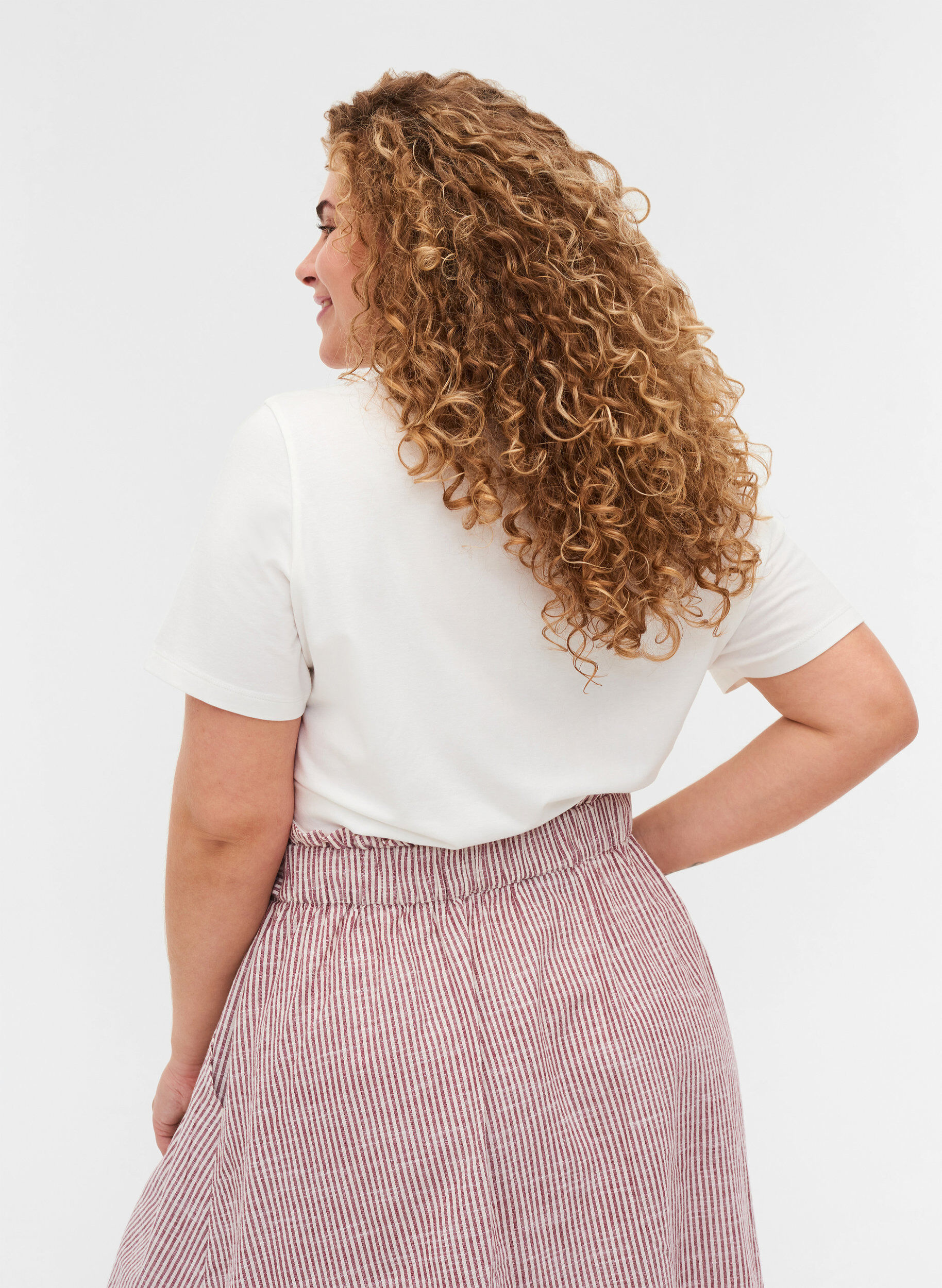 Zizzi T-shirt, Warm Off-white, Model image number 1