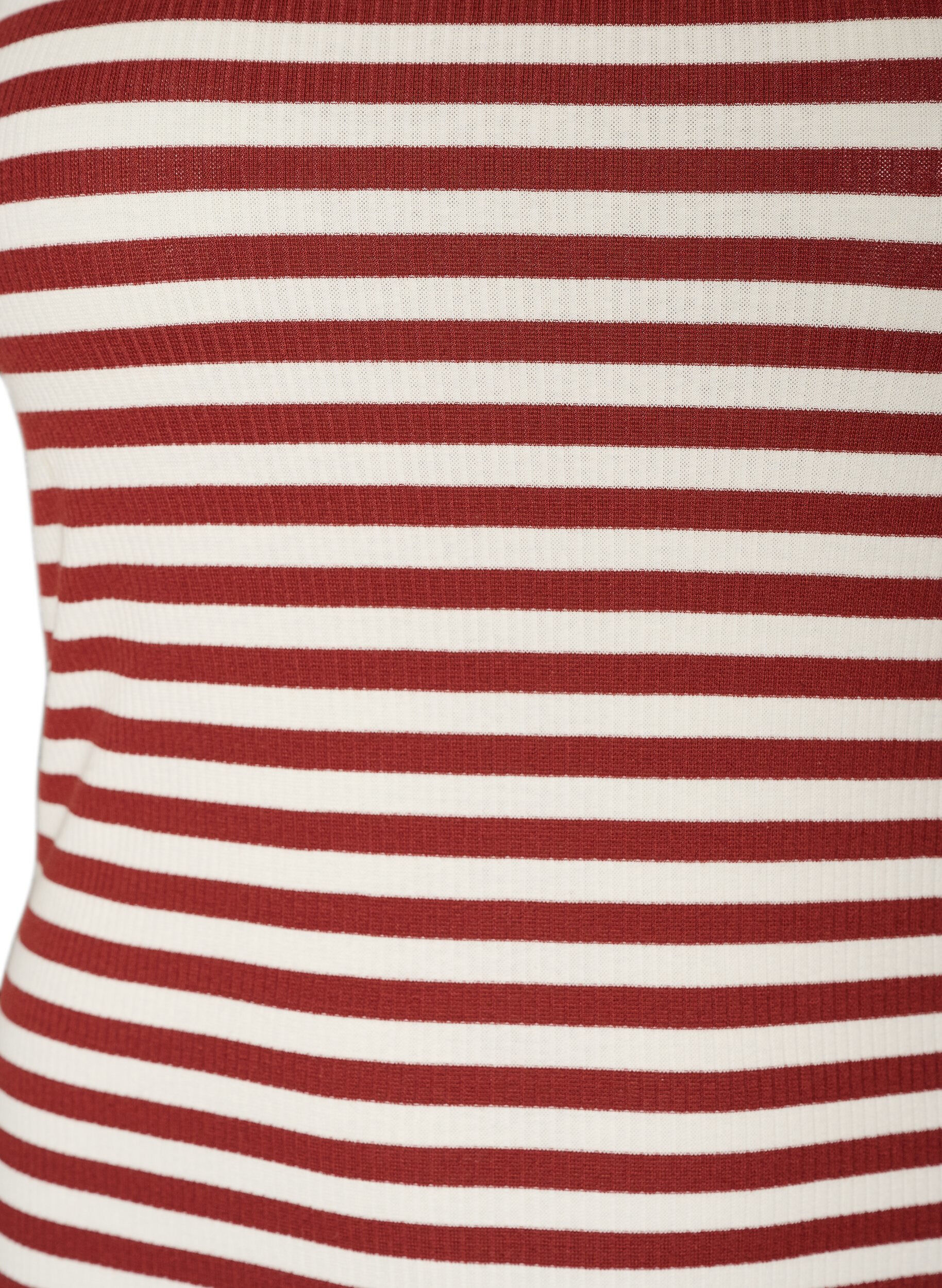 ZizziGestreepte tanktop met een ribstructuur, Rood, Packshot image number 2