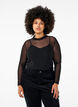 Getailleerde blouse van mesh met lange mouwen, Zwart, Model image number 0