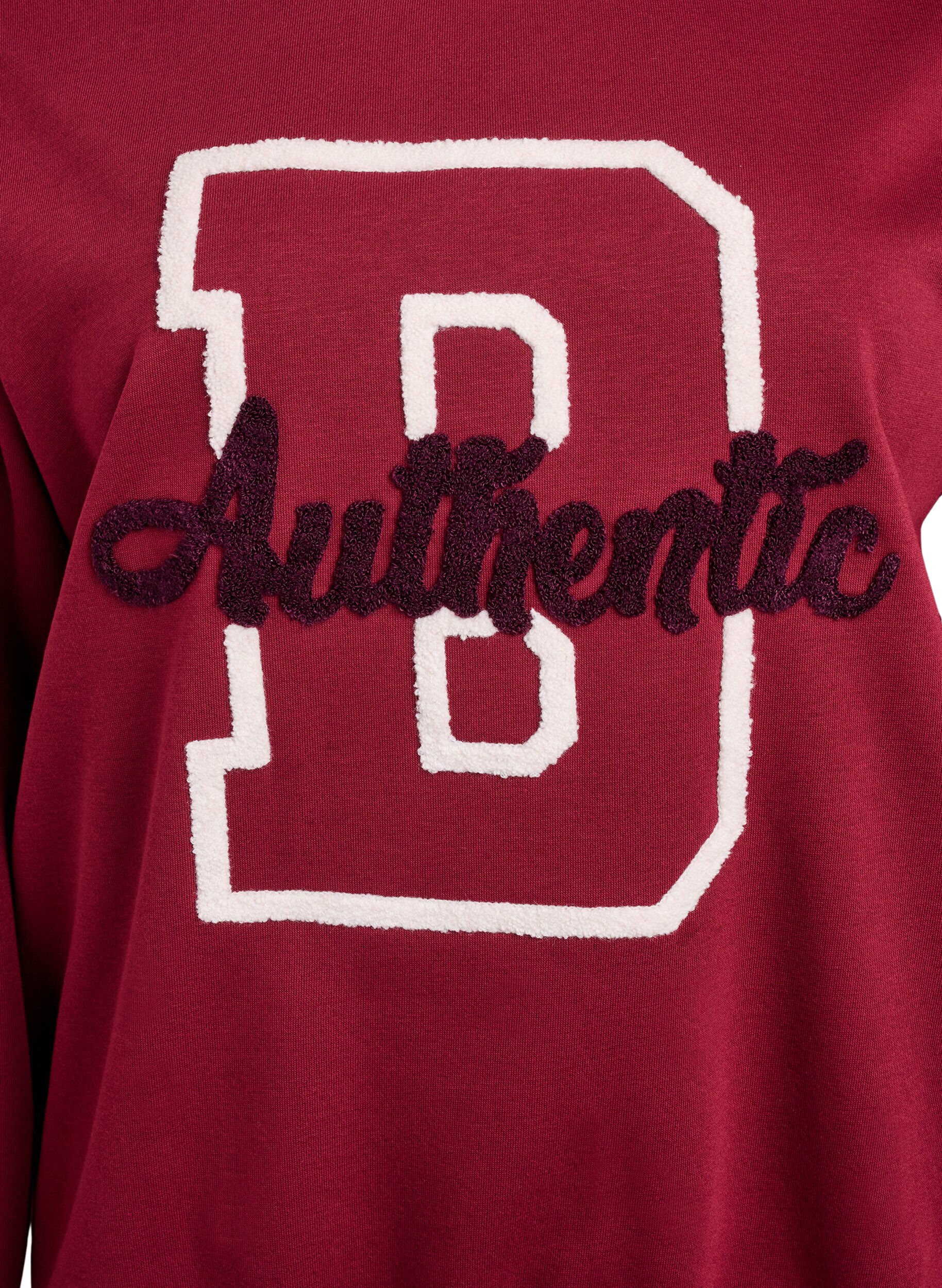 Zizzi Sweatshirt met badstof tekst, Donker Bordeaux, Packshot image number 2