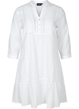 Katoenen jurk met a-lijn, Bright White, Packshot image number 0