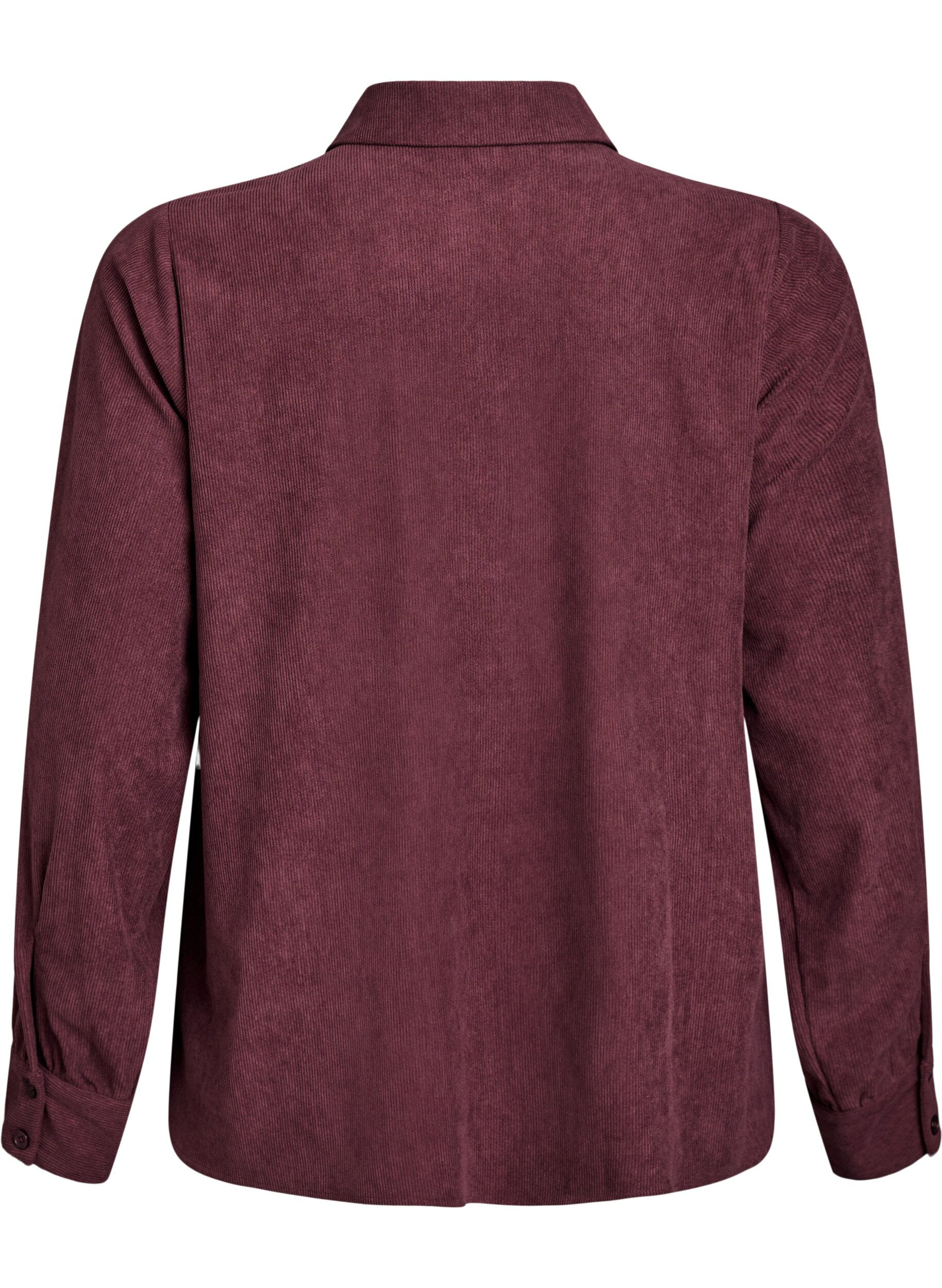 Zizzi Overhemdblouse met lange mouwen in corduroy, Donker Bordeaux, Packshot image number 1