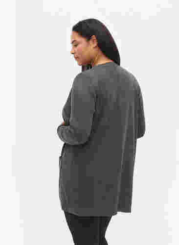Lang gebreid vest in viscosemix, Dark Grey Melange, Model image number 1