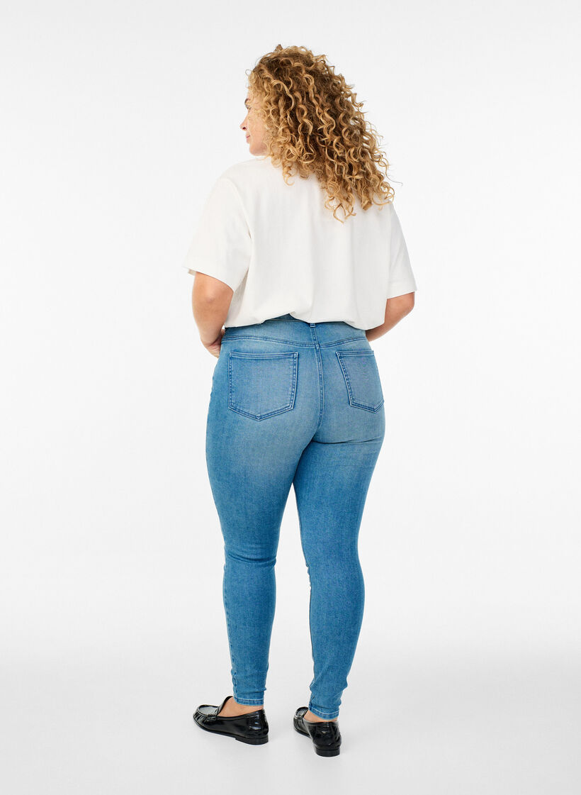 Super slim Amy jeans met hoge taille, Blauw, Model image number 1