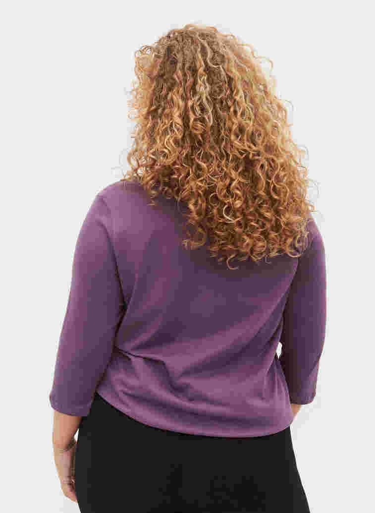 Katoenen t-shirt met 3/4 mouwen, Vintage Violet, Model image number 1