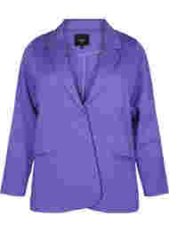 Basic blazer met knoop en sierzakken, Ultra Violet