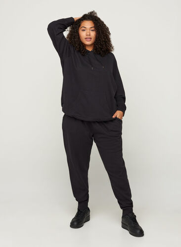 Katoenen sweatpants met zakken, Black, Model image number 1