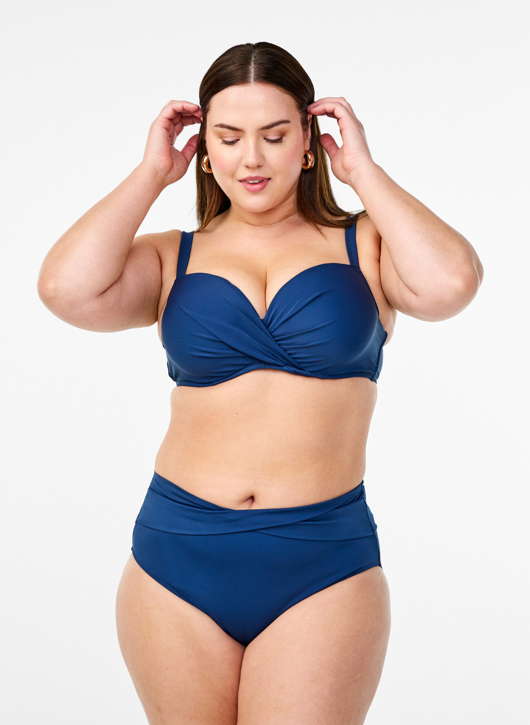 Zizzi Bikinibroekje met wikkel detail, Blauw, Model image number 0