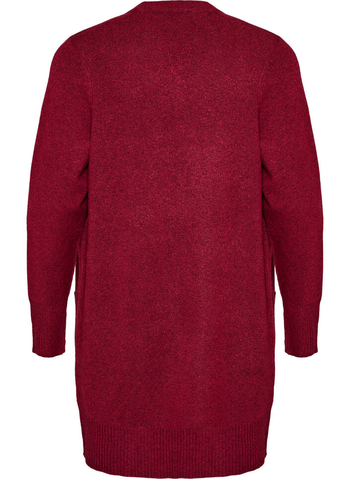 Geribd gebreid vest met zakken, Rood, Packshot image number 1