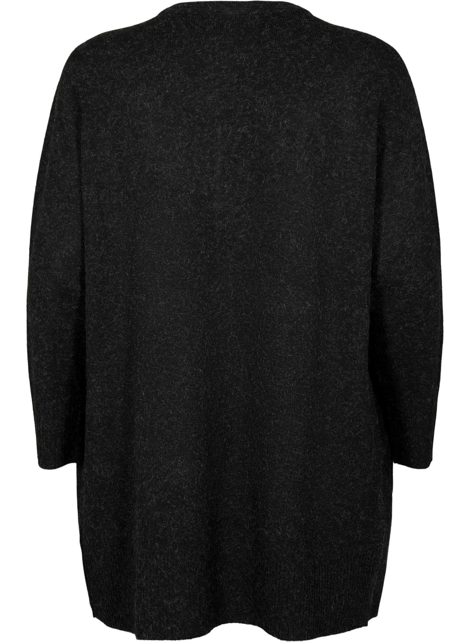 ZizziGevlekt gebreid vest met zakken, Grijs, Packshot image number 1