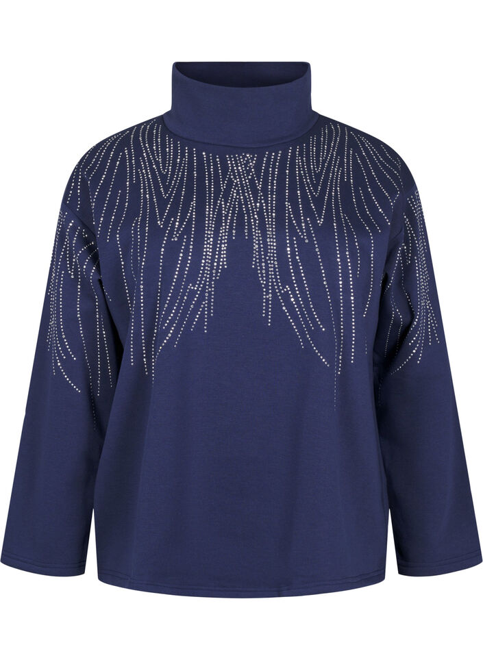 Sweatshirt met een hoge hals en strass-steentjes, Naval Academy, Packshot image number 0