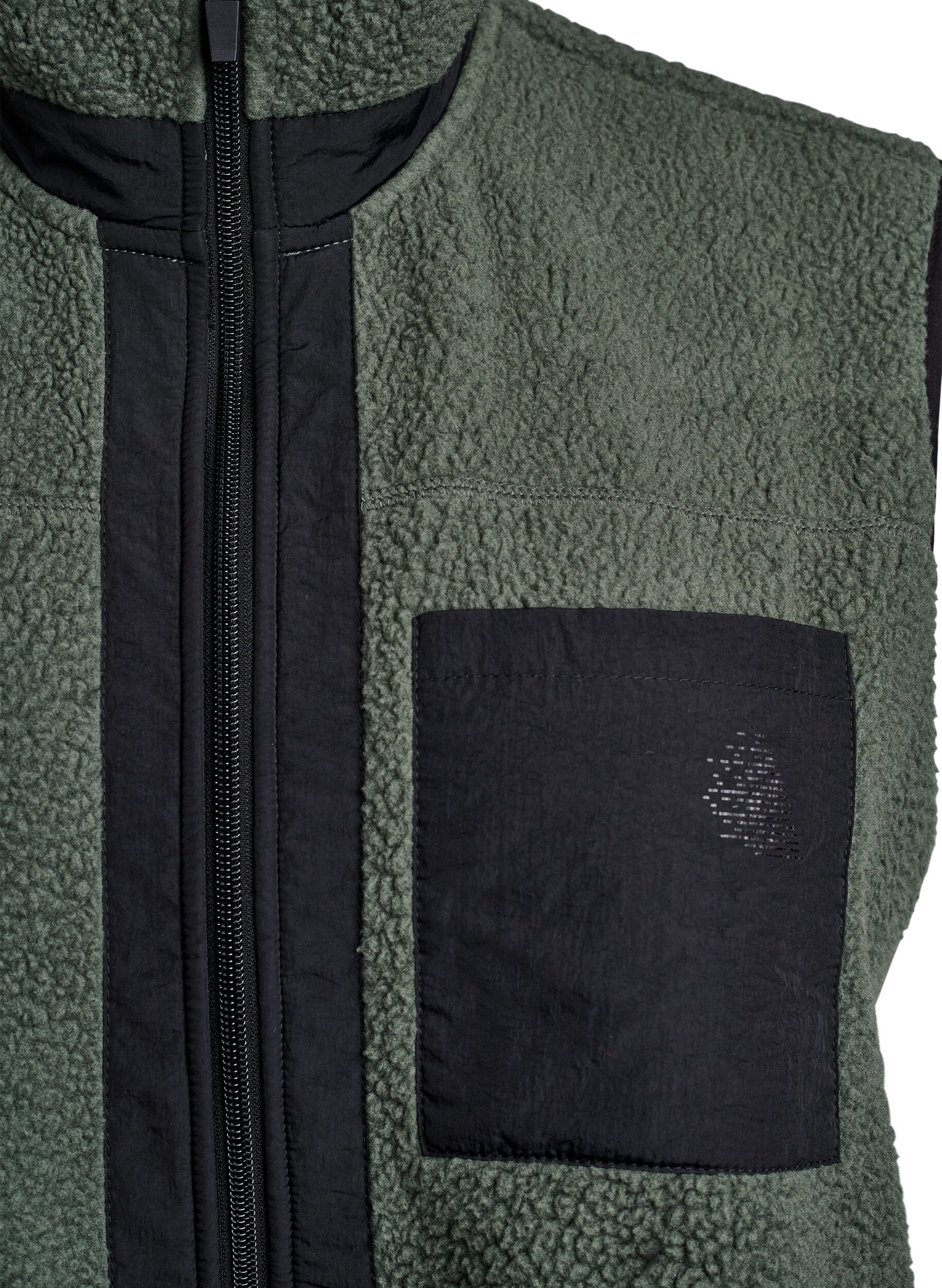Zizzi Sportieve teddy bodywarmer met zakken, Thyme, Packshot image number 2
