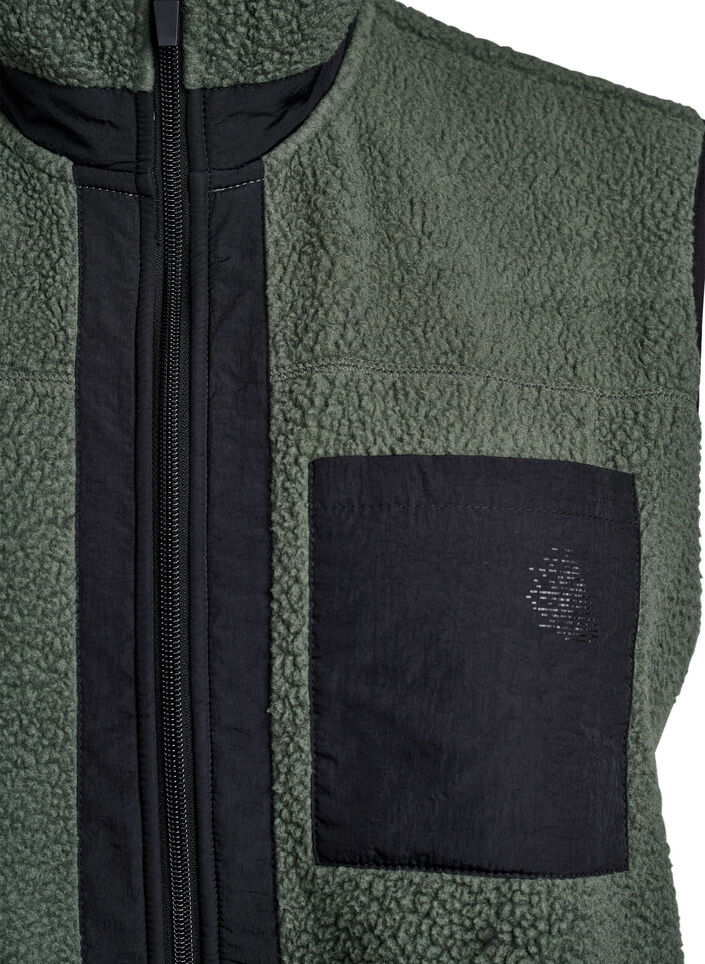 Sportieve teddy bodywarmer met zakken, Thyme, Packshot image number 2
