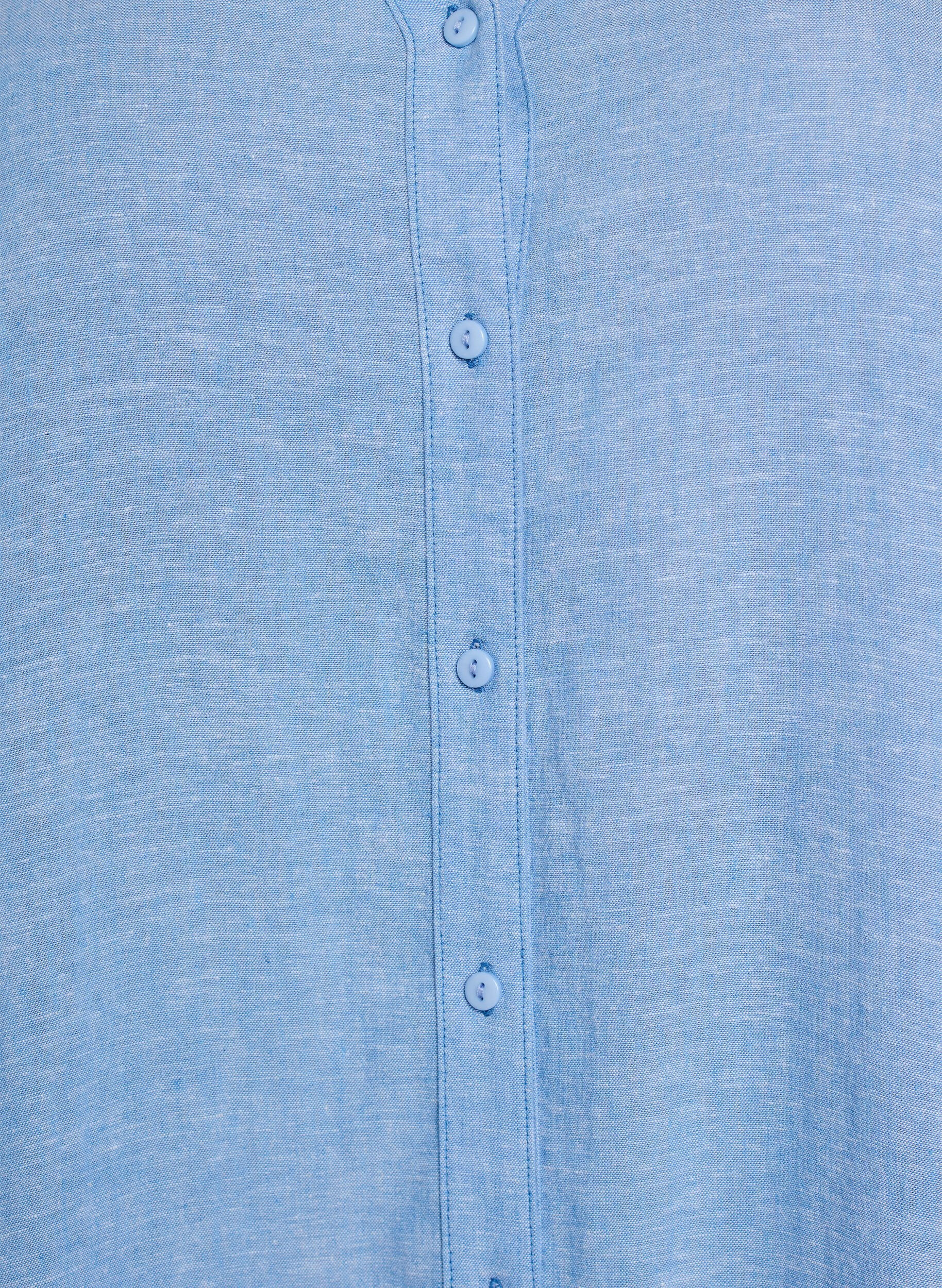 ZizziLang shirt in linnen en viscose, Blauw, Packshot image number 2