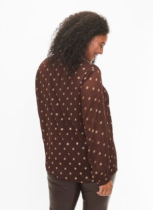 Bedrukte blouse met V-halslijn, Fudge/Gold Dots, Model image number 1