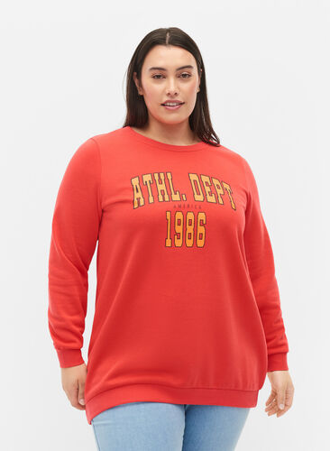 Lang sweatshirt met tekstopdruk, Hisbiscus, Model image number 0