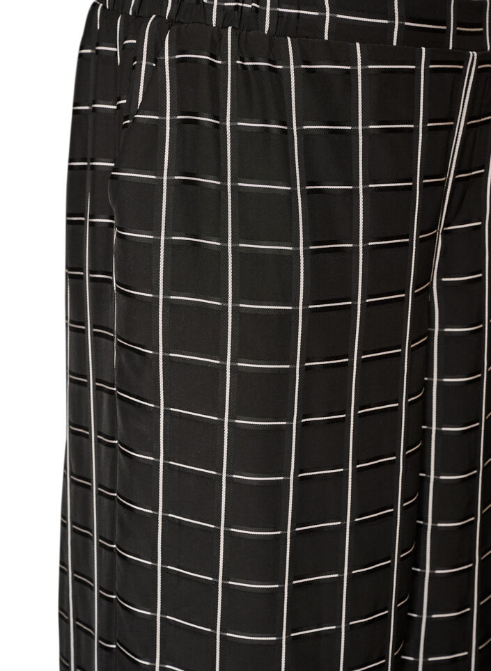 Geruite broek met wijde pijpen, Zwart, Packshot image number 2