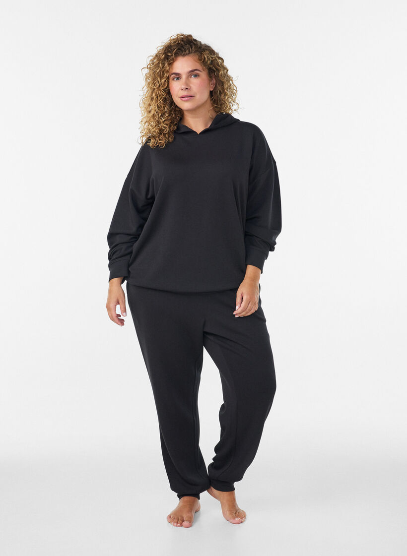 Jersey hoodie, Zwart, Model image number 1