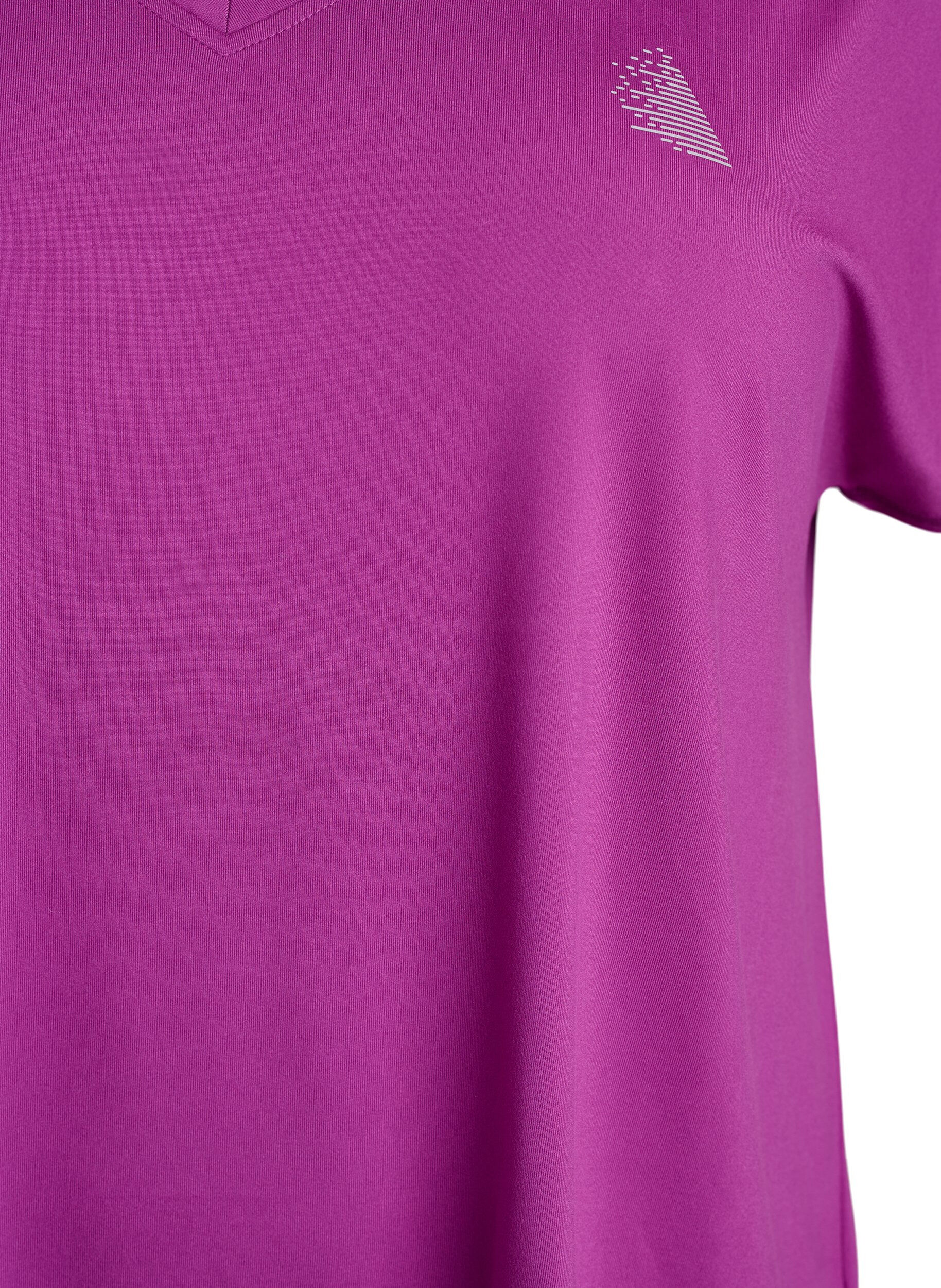 ZizziT-shirt met korte mouwen voor workouts en V-hals, Paars, Packshot image number 2