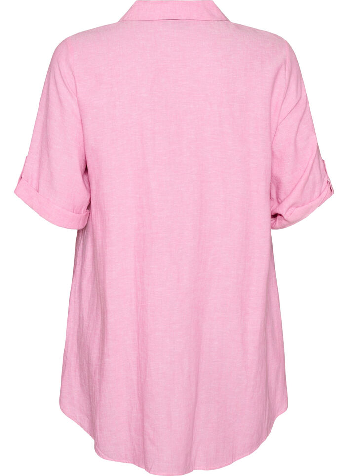 Tuniek van linnen en viscose met A-vorm, Roze, Packshot image number 1