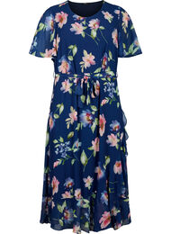 	 Midi-jurk met korte mouwen en bloemenprint, Blueprint Flower AOP