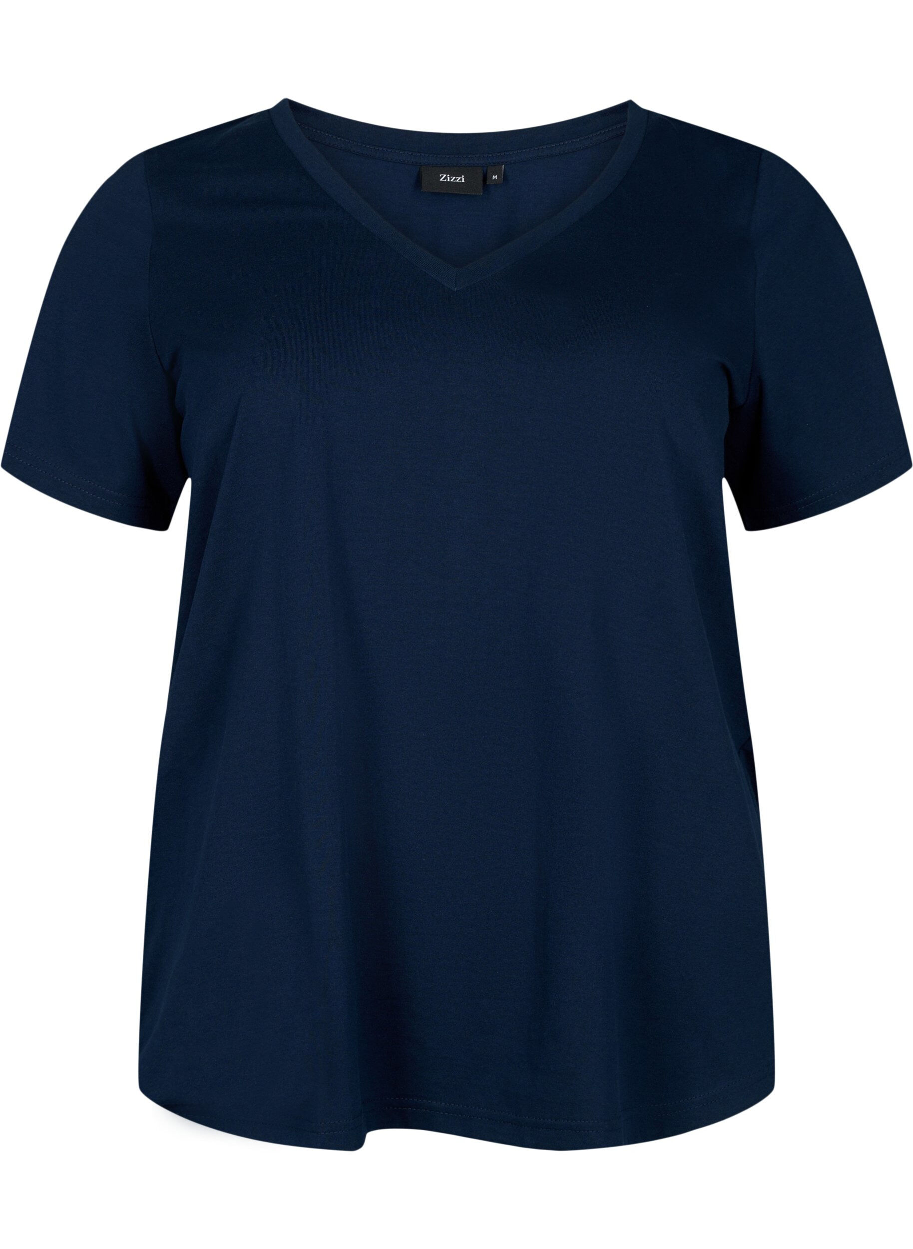 Zizzi T-shirt met korte mouwen en V-hals, Blauw, Packshot image number 0