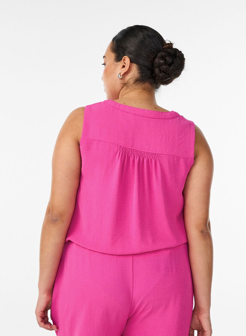 Mouwloze top met kreukeffecten, Roze, Model image number 2
