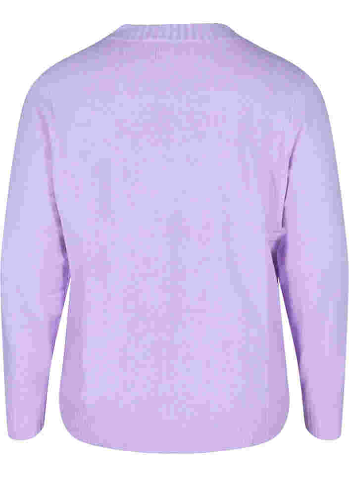 Kort gebreid vest met contrasterende knopen, Purple Rose Mel., Packshot image number 1