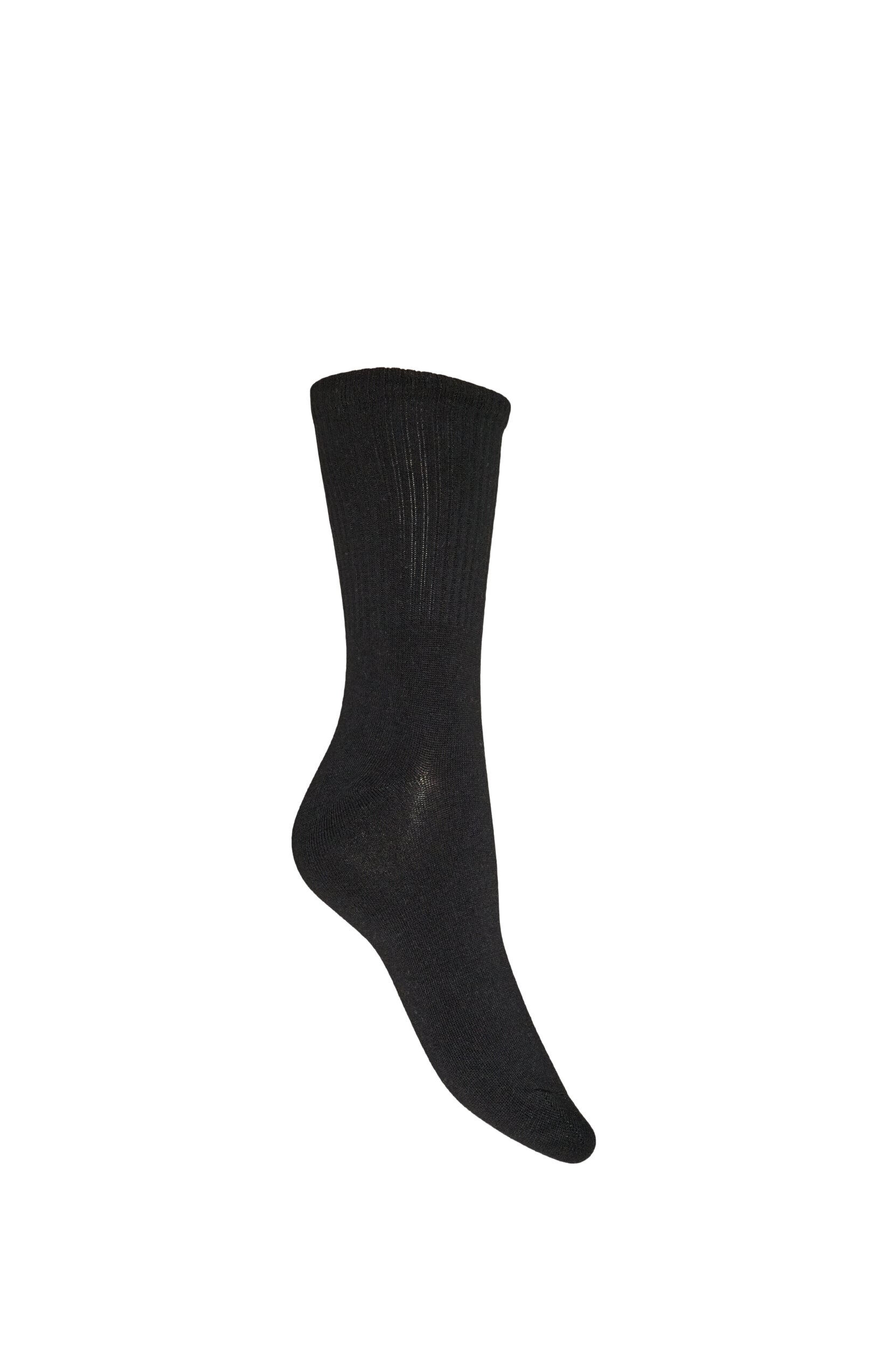 ZizziGeribde katoenen sok, Zwart, Packshot image number 1