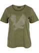 Katoenen t-shirt met acid wash en steentjes, Ivy Green Wash, Packshot image number 0