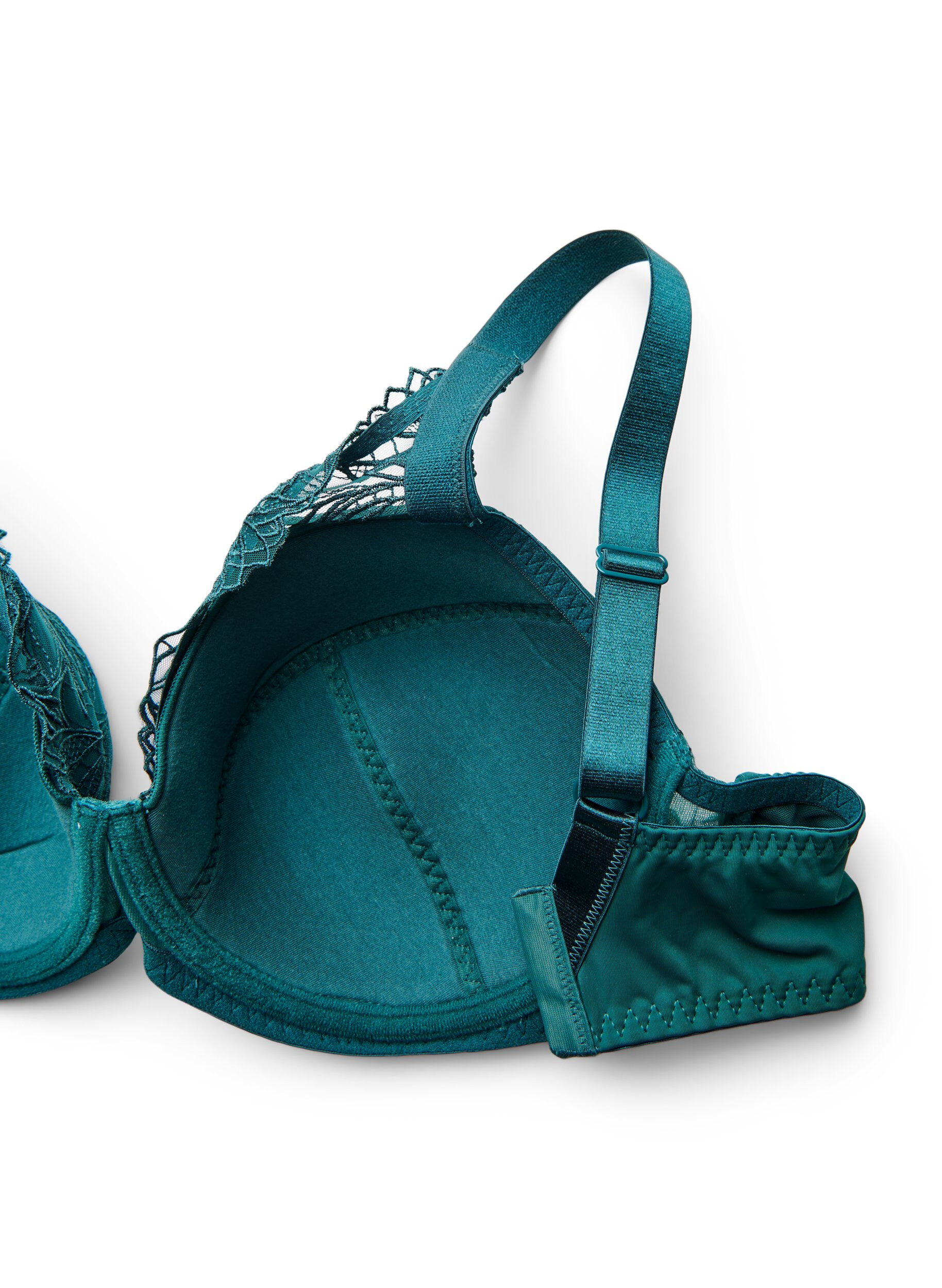 ZizziGewatteerde kanten beha met beugel, Groen, Packshot image number 3