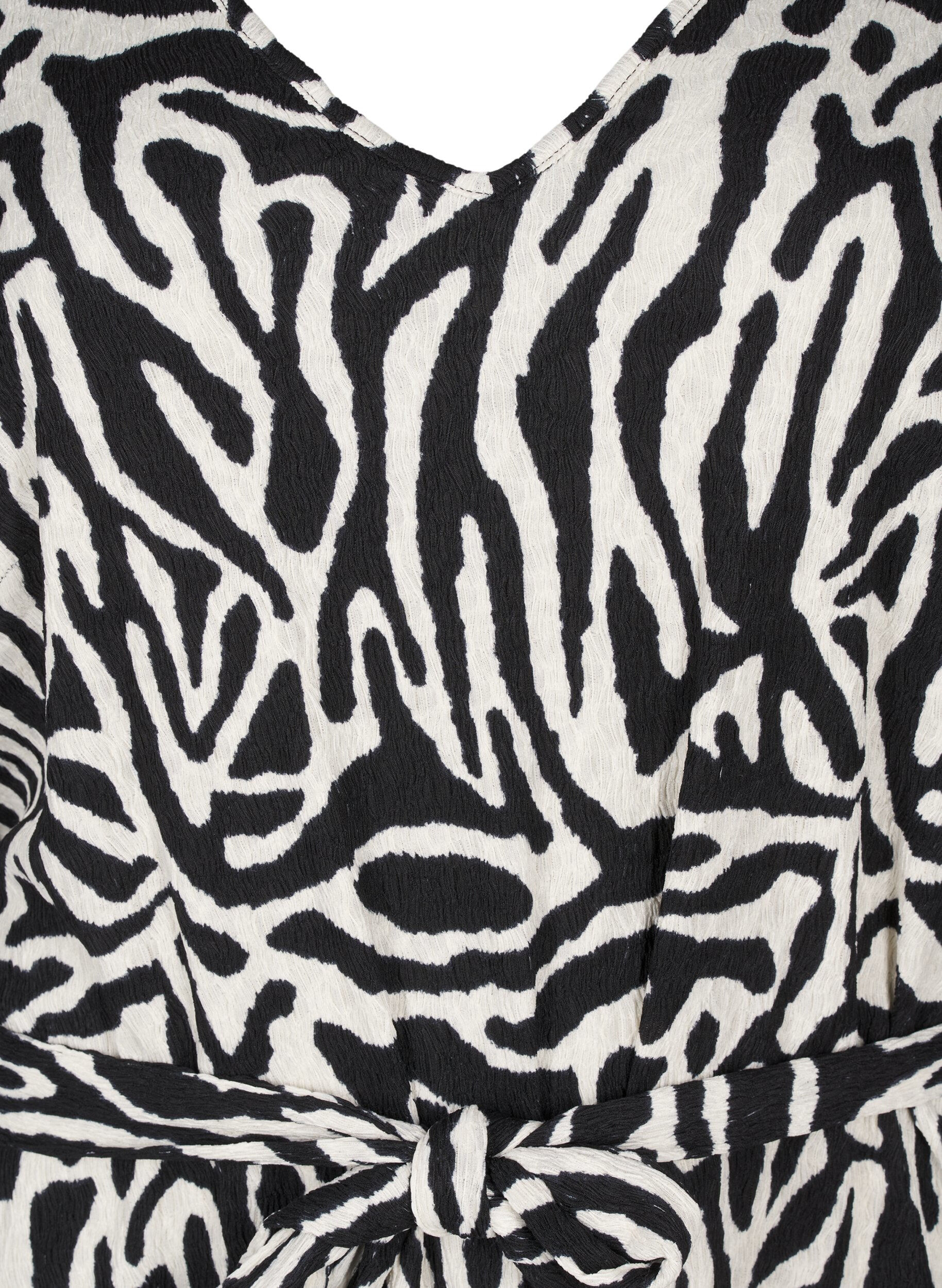 Zizzi Jurk met 3/4 mouwen en zebraprint, Zwart, Packshot image number 2
