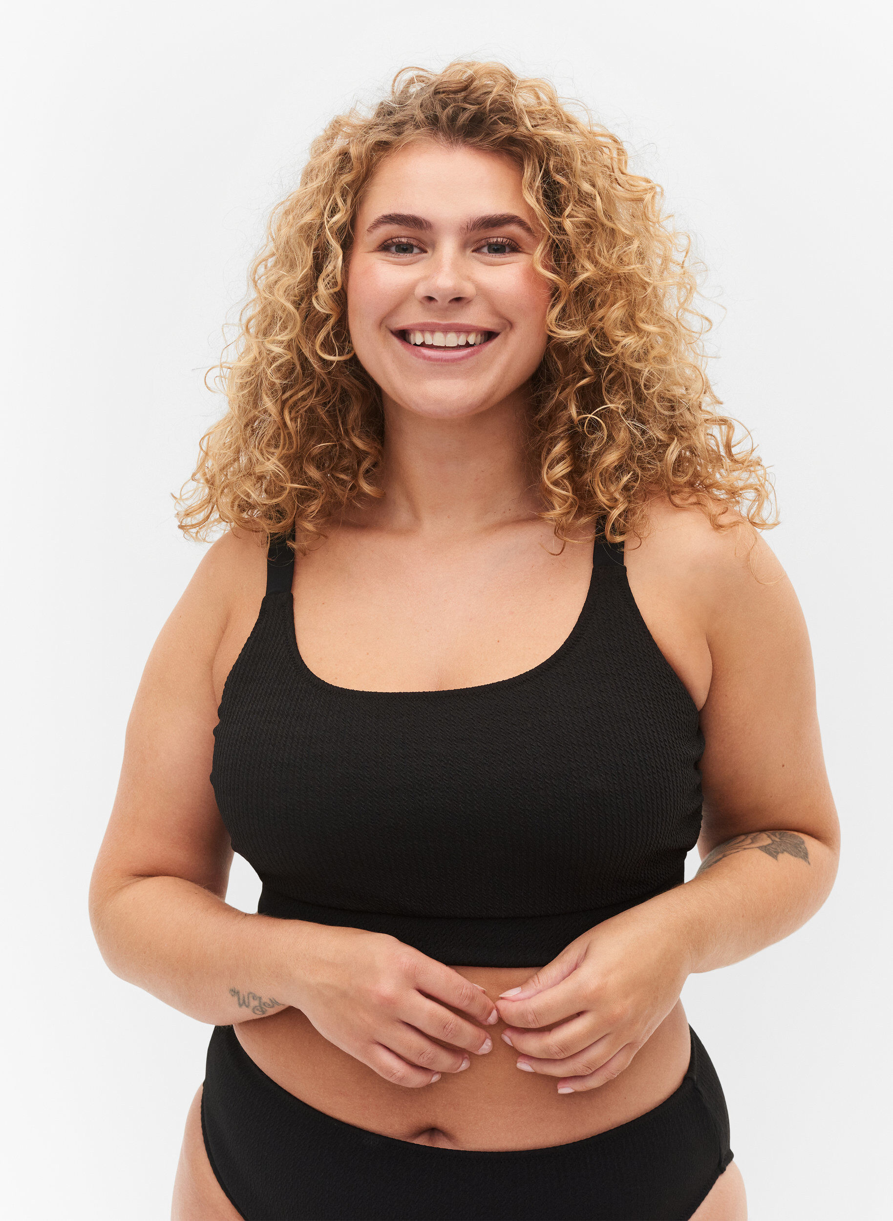 Zizzi Bikinitop met cr&ecirc;pe structuur, Black, Model image number 0