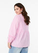 Gestreepte blouse met open voorkant en geborduurde details, Roze, Model image number 2