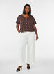 Katoenen blouse met structuur en knoopsluiting, Bruin, Model image number 1