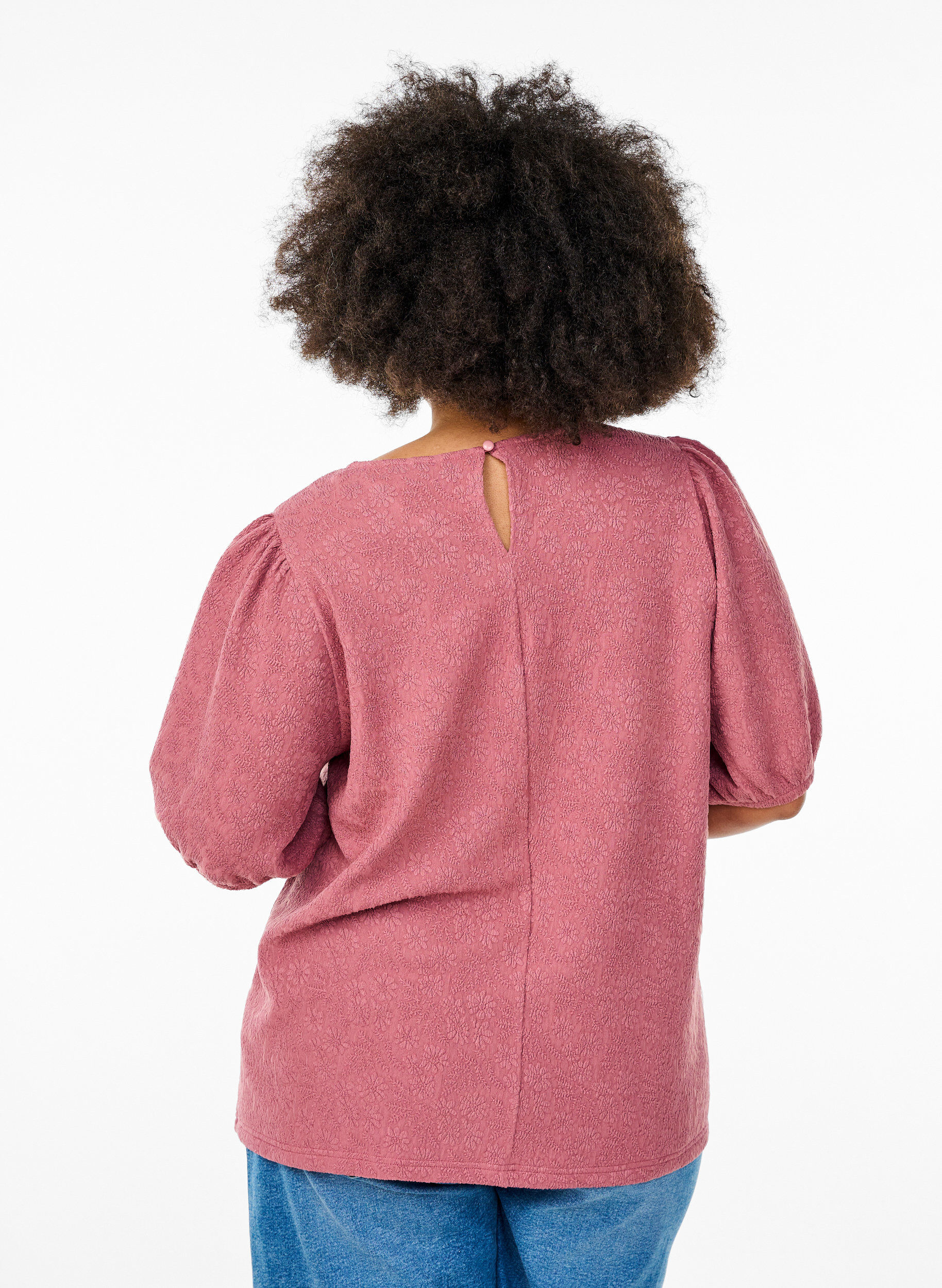 Zizzi Gestructureerde blouse met korte mouwen, Rood, Model image number 2
