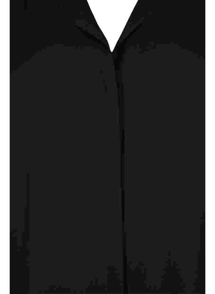 Effen kleur overhemd met v-hals, Black, Packshot image number 2
