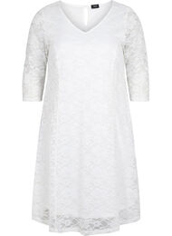Kanten jurk met 3/4 mouwen, White