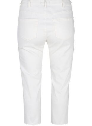 7/8 jeans met ruwe randjes en hoge taille, White, Packshot image number 1