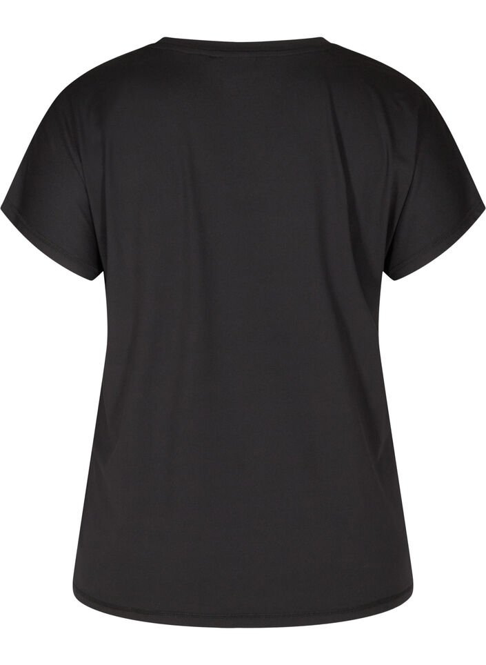 Losvallend trainings-T-shirt met V-hals, Zwart, Packshot