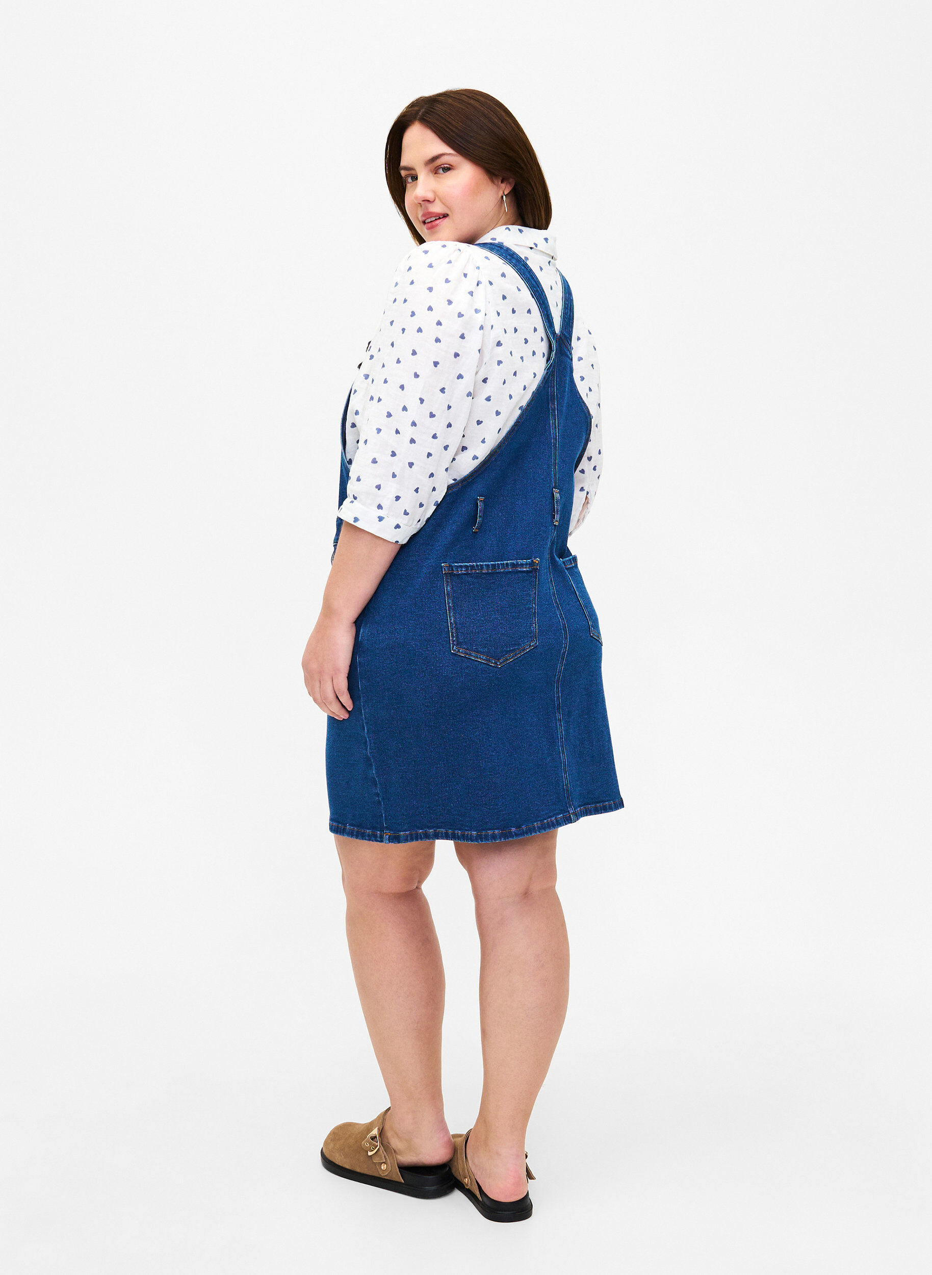 Zizzi Denim overall jurk, Blauw, Model image number 2