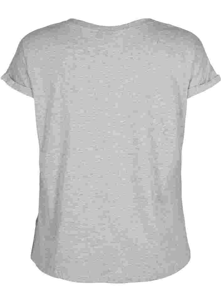 T-shirt met korte mouwen van katoenmix, Heather Grey Mél, Packshot image number 1